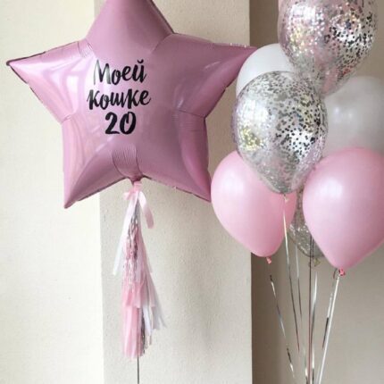 Розовая звезда с надписью